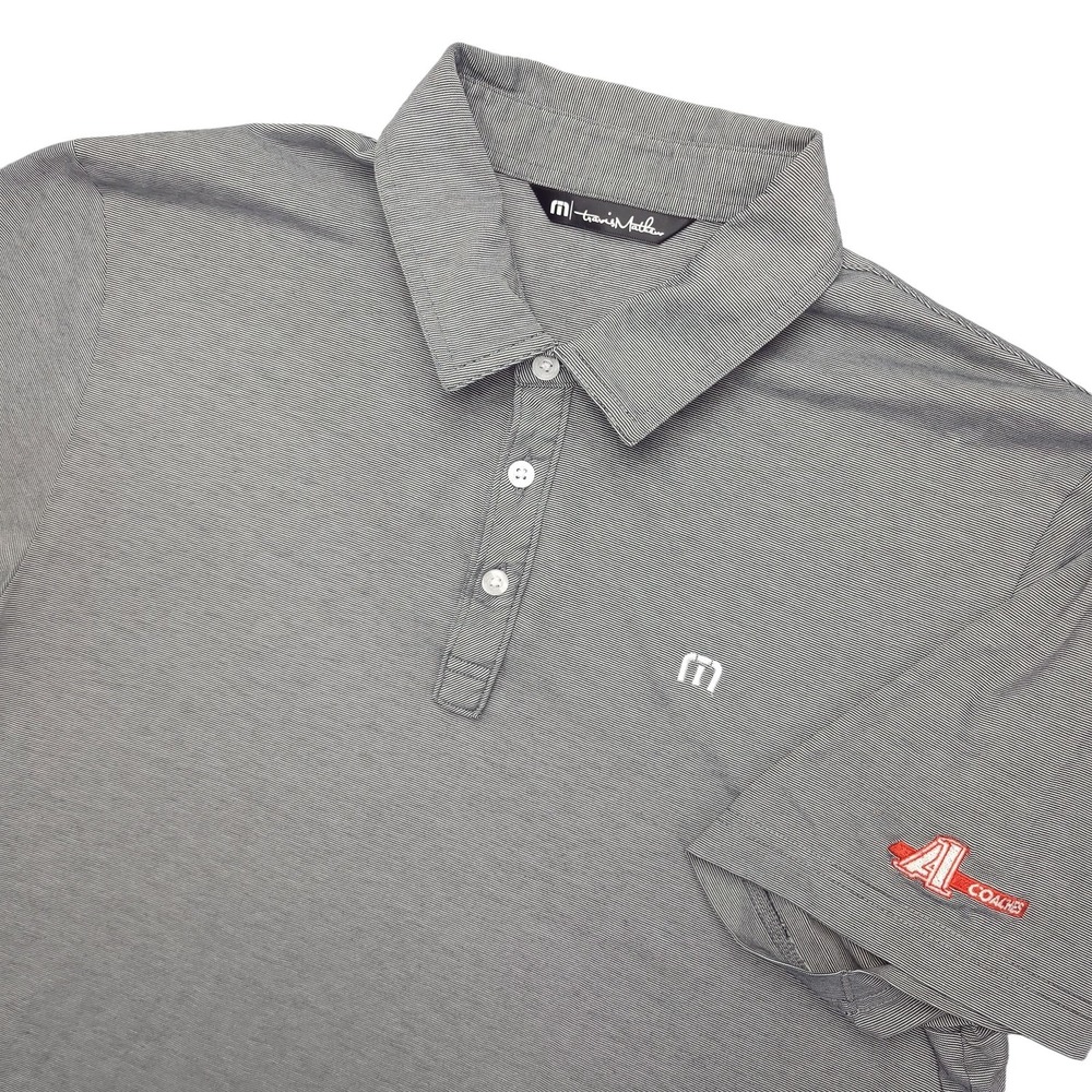 TravisMathew Polo Shirt Mens L Gray Stripe Pima‎ Cotton Golf Performance Top